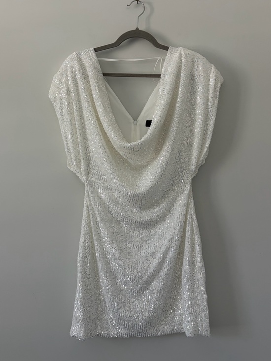 Zara Dresses & Skirts - Zara White All Sequin Draped Neck Fitted Mini Dress Bridal Cocktail NWT Large